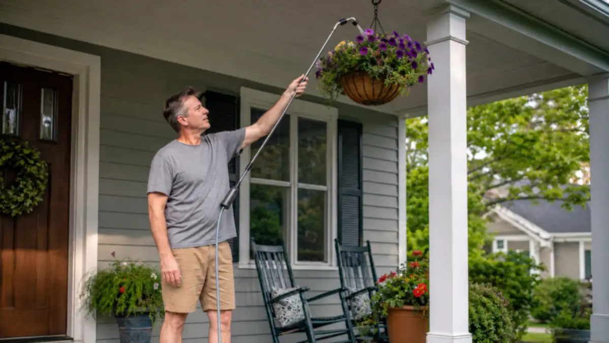 How to Water Hanging Baskets Without a Ladder